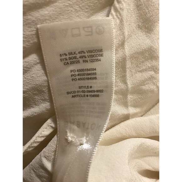 Aritzia Babaton Women's Silk Blend Button Down Shirt Size XS Long Sleeve Ivory - Picture 7 of 7